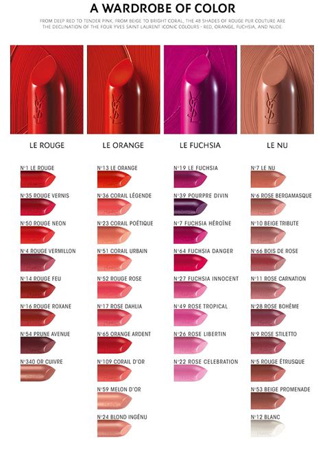 ysl lipstick color chart.